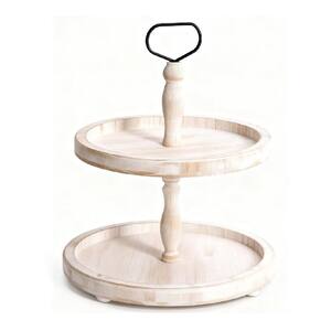 White Wood 16 in. Round Durable Decorative Tray