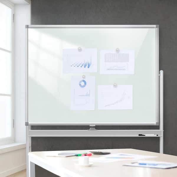 Mobile Glass Whiteboard- Dry Erase Glass Board -48x36 Large Rolling - View #2