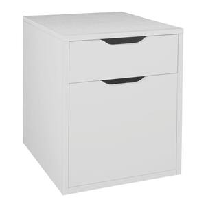 Brasas White Wood Grain Freestanding Box-File Pedestal File Cabinet with No Tools Assembly