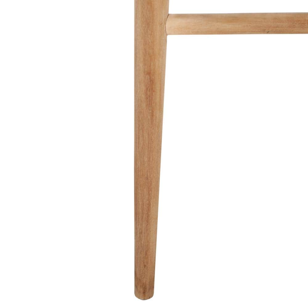 Elevate Transitional 30" White Leather and Natural Wood Bar Stool