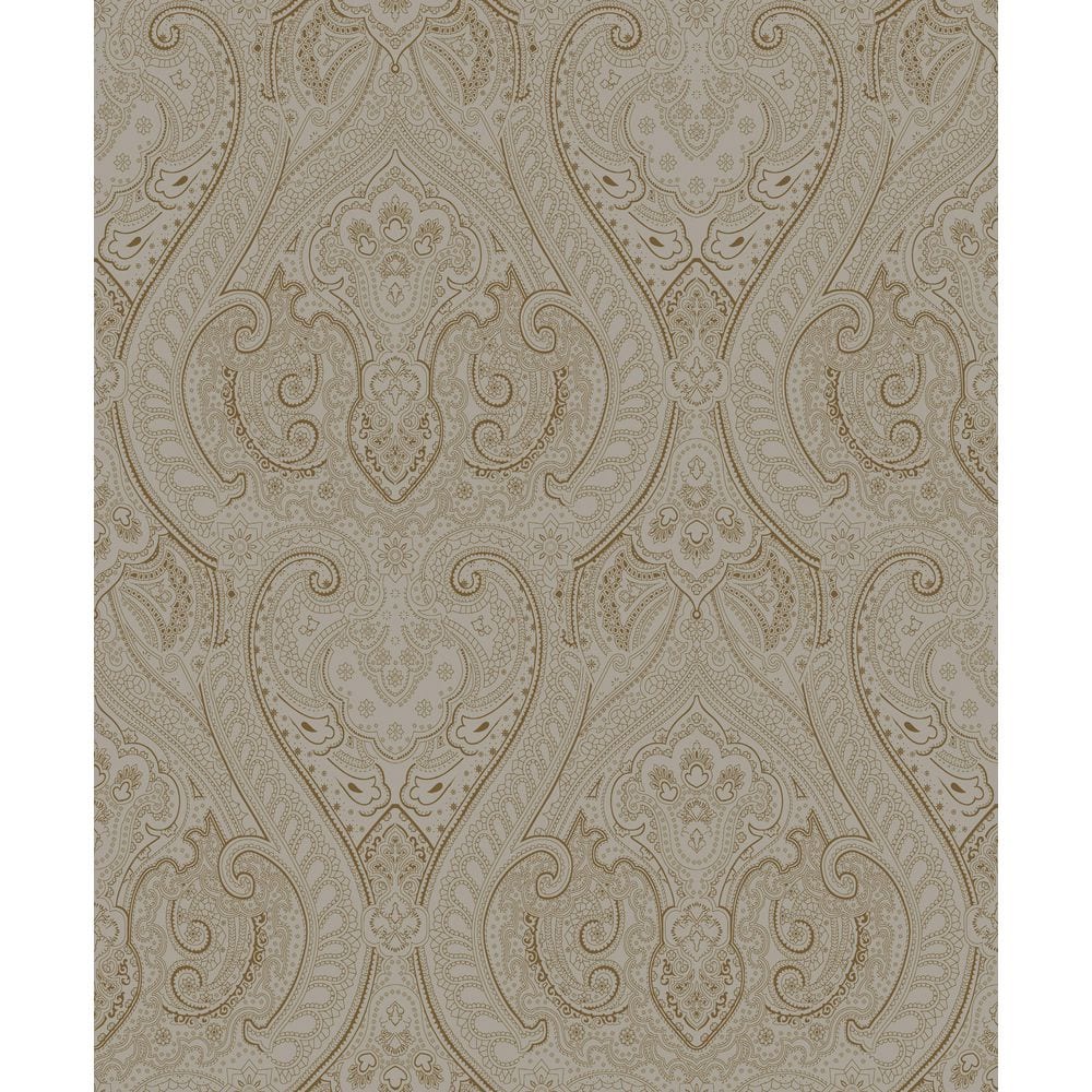 Zen Collection Grey/Gold Lace Damask Metallic Sheen Finish Non-Pasted Non-W