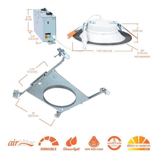 6 in. RLDM Dimmable Regressed Canless Downlight with Mounting Frame (4-Pack)