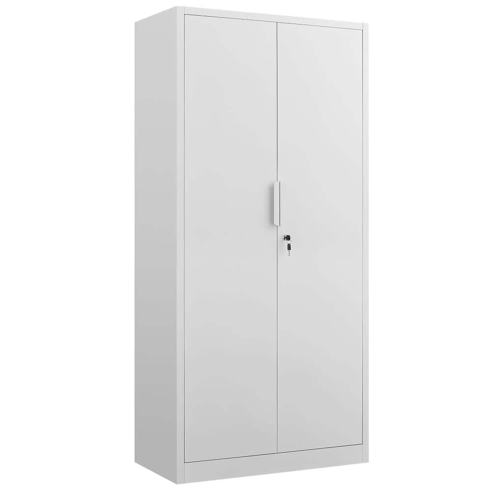 2-Door White Steel 31.5 in. W Vertical File Cabinet with Adjustable Shelves durable construction