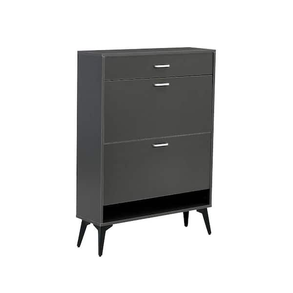 wetiny 43.30 in. H x 31.49 in. W Gray Wood Shoe Storage Cabinet