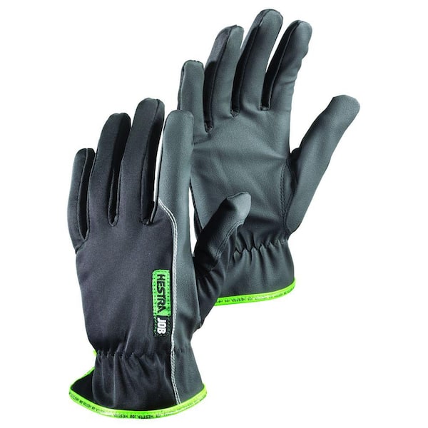 Hestra JOB Natron Size 9 Large RX-7 PU Palm/Fingers with Reinforced Stitching Stretch Nylon Glove in Black
