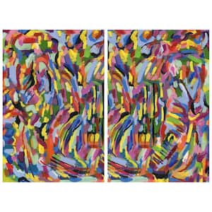 48in.x32in.each "Rules of the Rainbow" Frameless Free Floating Tempered Glass Panel Graphic Wall Art Set of 2