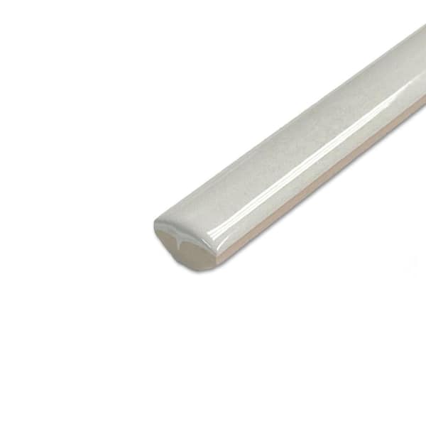 Coco Demi-Bullnose Glossy Cloud White 1/2 in. x 7-7/8 in. Glossy Ceramic Wall Tile Trim