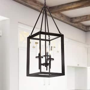 Anna 12 in. 3-Light Oil Rubbed Bronze Metal/Glass LED Pendant