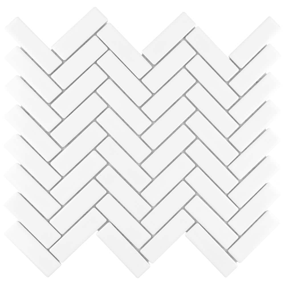Metro Brick Herringbone Glossy White 6 in. x 6 in. Porcelain Mosaic Take Home Tile Sample price history on PriceWatchPro