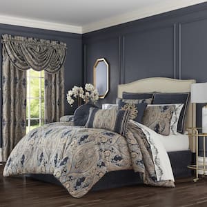 Lakeview Indigo 4-Piece. Indigo Polyester California King Comforter Set 96 X 110 in.