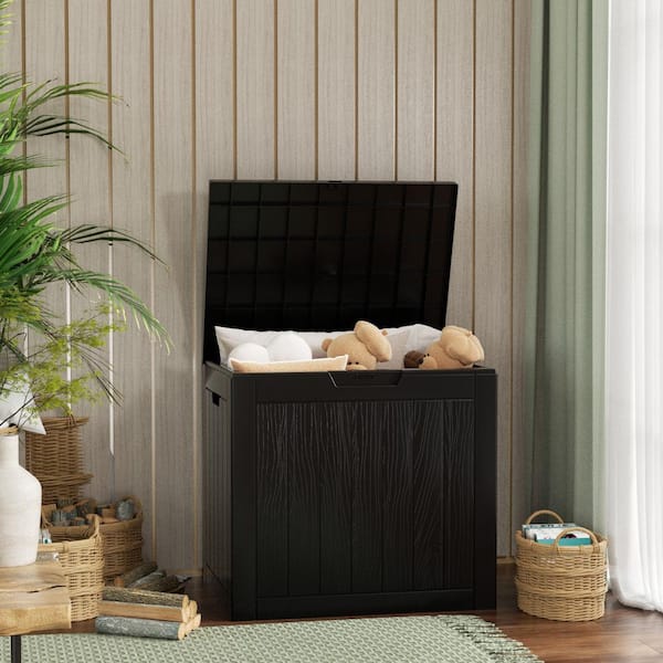 31 Gal. Outdoor Waterproof Resin Storage Deck Box, Lockable Large Capacity Deck Storage Bench for Garden or Patio