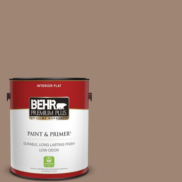 BEHR PREMIUM PLUS 1 gal. #760B-5 Blanket Brown Flat Low Odor Interior Paint & Primer