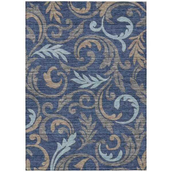 Chantille Machine Washable Indoor/Outdoor Abstract ACN3102 Navy 5 ft. x 7 ft. 6 in. Area Rug