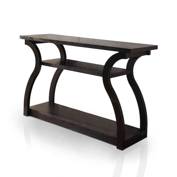 Furniture of America Adrianna 48 in. Black Standard Rectangle Wood Console Table with Storage