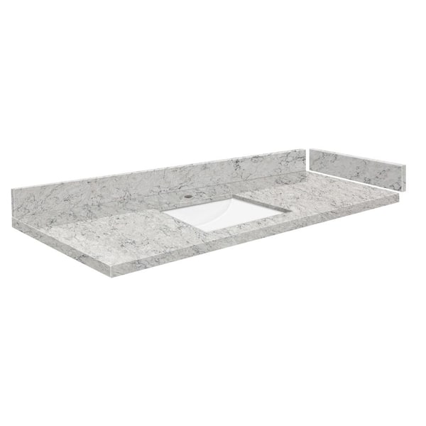 Transolid Silestone 49 in. W x 22.25 in. D Quartz White Rectangular Single Sink Vanity Top in Pietra