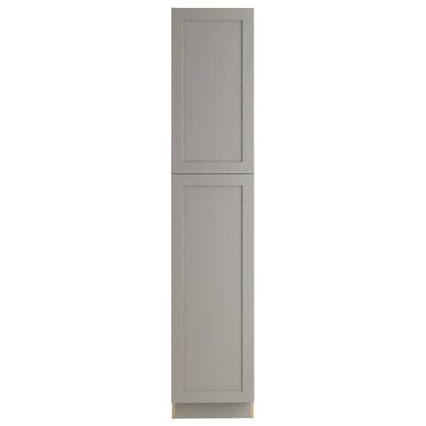 Hampton Bay Edson Shaker Assembled 18x90x24.5 in. Pantry Cabinet with adjustable shelves in Gray