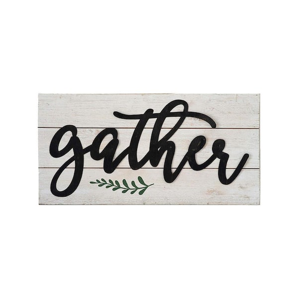 PARISLOFT Gather Wood and Metal Wall Decorative Sign