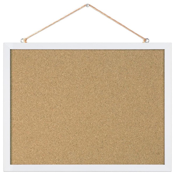 15.7 x 12 Rectangle White Cork Bulletin Board with Modern Frame for Office Home Decoration and Message Display