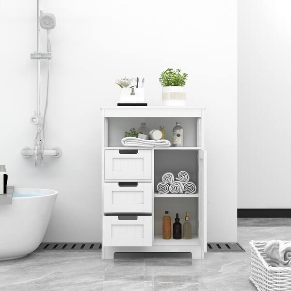 23.62 in. W x 11.8 in. D x 39.57 in. H White Bathroom Standing