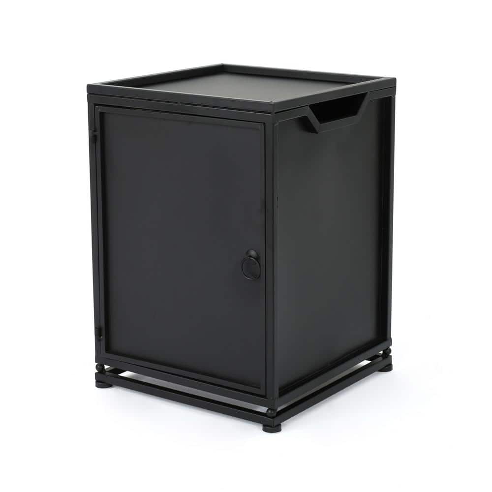 22 in. Matte Black Square Iron Outdoor Propane Tank Cover Table Grill Cover