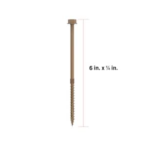 1/4 in. x 6 in. Hex Head Multi-Purpose Hex Drive Structural Wood Screw - PROTECH Ultra 4 Exterior Coated (250-Pack)