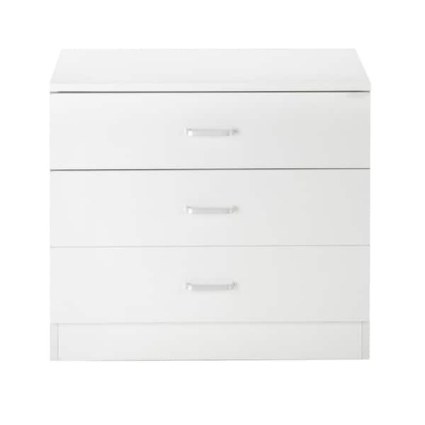 Outopee 3-Drawers White Wood Chest of Drawers 26 in. W x 22 in. H