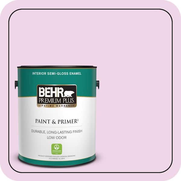 BEHR PREMIUM PLUS 1 gal. #P110-1 All Made Up Semi-Gloss Enamel Low Odor Interior Paint & Primer