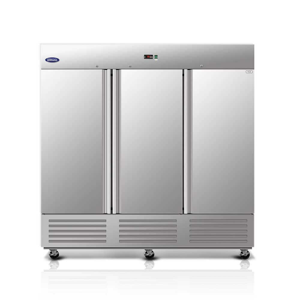 81 in. 72 cu. ft. Reach-In Upright Refrigerator in Stainless Steel Silver with 3 Solid Door, ETL Approved