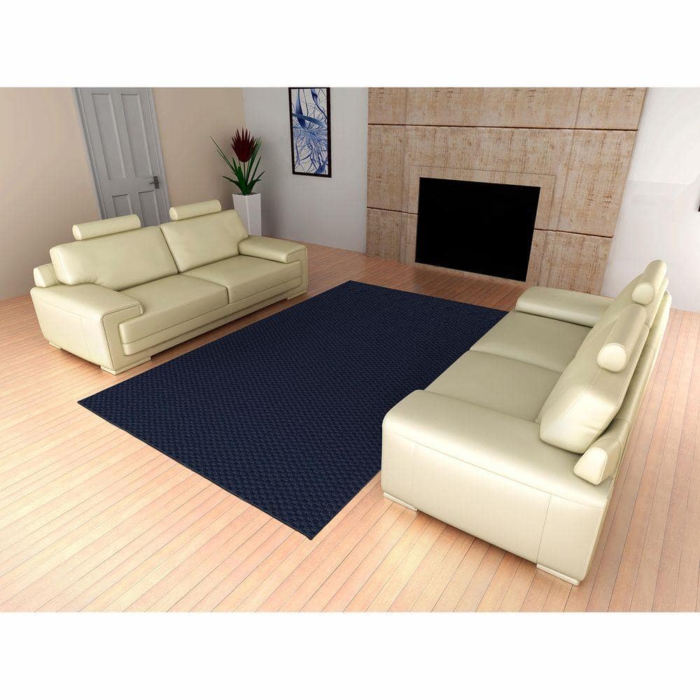 Navy Tufted Medallion Synthetic 6' x 9' Area Rug