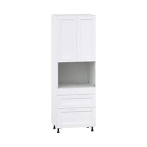 Mancos Bright White Shaker Assembled Pantry Microwave Kitchen Cabinet with 3-Drawers (30 in. W x 89.5 in. H x 24 in. D)