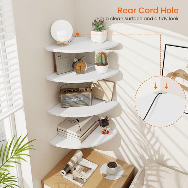 12 in. W x 12 in. D White Corner Shelf Set of 4,4 Tier Rounded