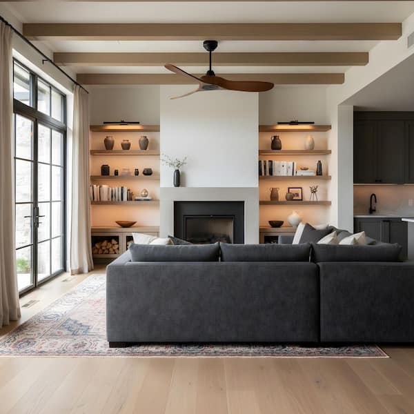 Maverick Smart 44 in. Indoor/Outdoor Midnight Black Modern Down Rod Ceiling Fan with Remote Included