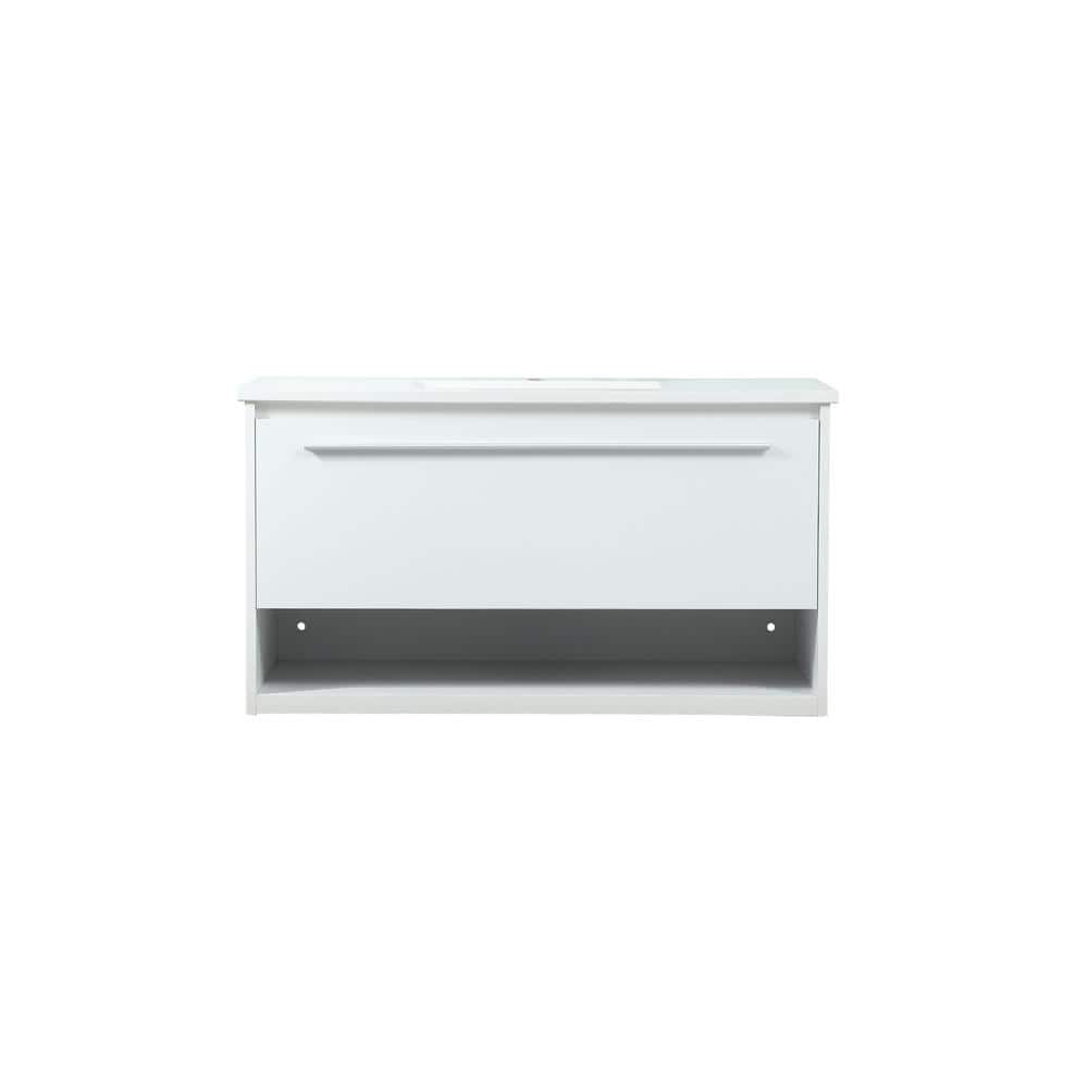 Simply Living 36 in. Single Bathroom Vanity in White with Quartz Vanity Top