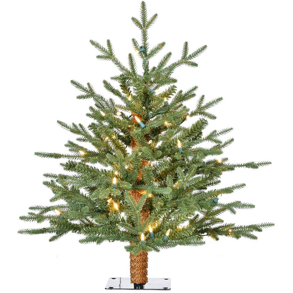 2 ft. Green Alpine Artificial Christmas Tree with Warm White LED Lights