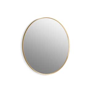 Essential 42 in. W x 42 in. H Round Framed Wall Mount Bathroom Vanity Mirror in Moderne Brushed Gold