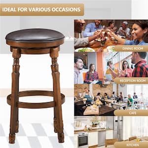29 in. Walnut Swivel Bar Stool with Leather Padded