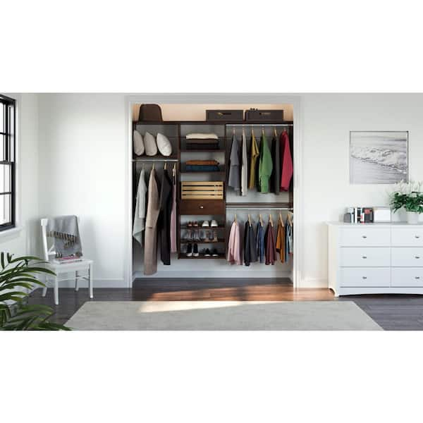 Closet Evolution 14 in. D x 84 in. W x 72 in. H Espresso Perfect Fit Wood Closet Kit