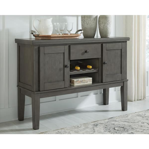 Hallanden Gray MDF Buffet with Adjustable Shelves and Drawers