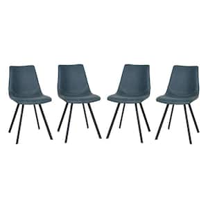 Markley Peacock Blue Faux Leather Dining Chair Set of 4