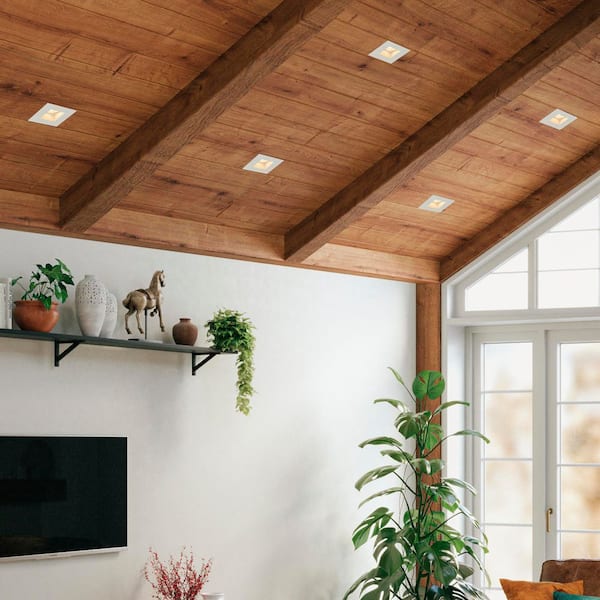 4 in. Slim Square Sloped Recessed Anti-Glare LED Downlight, White Trim, Canless IC Rated, 1000 Lumens, 5 CCT 2700K-5000K