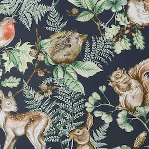 Woodland Animals Navy Wallpaper Sample