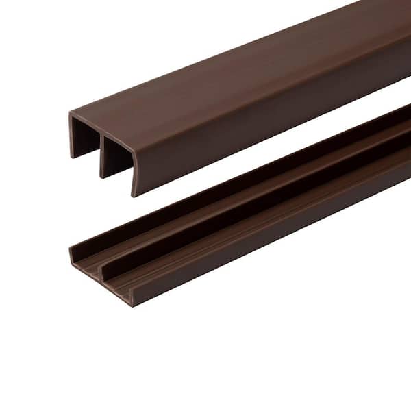 Outwater 45/64 in. D x 1-5/16 in. W x 48 in. L Brown Styrene Plastic Sliding Bypass Track Molding Set for 1/2 in. Doors(3-Pack)
