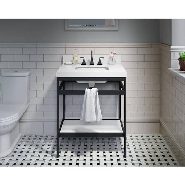Home Decorators Collection Melton 30 in. W x 21 in. D Bath Vanity in Matte Black with Engineered Vanity Top in White with White Sink