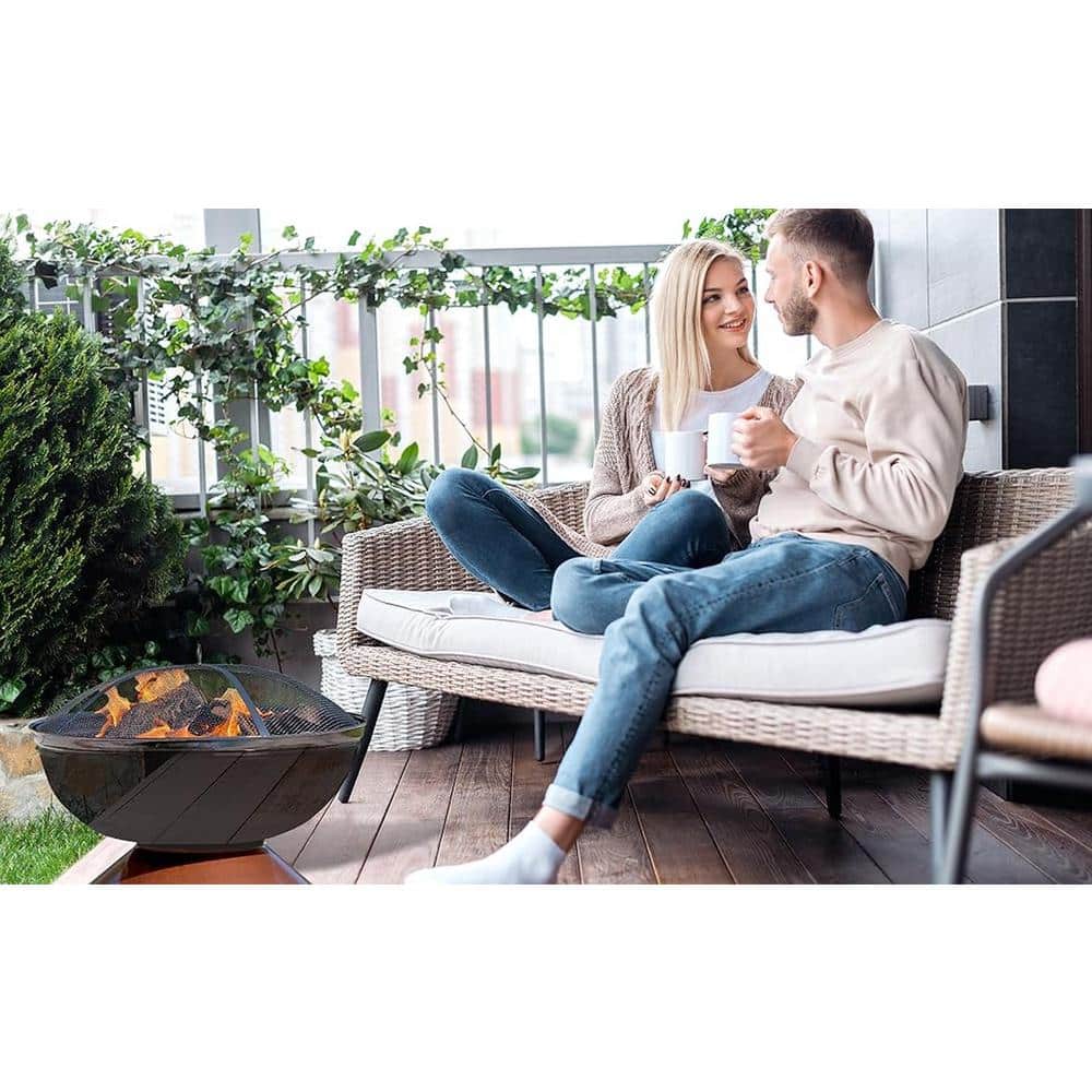 Degano 26" Black and Copper Round Wood Burning Fire Pit