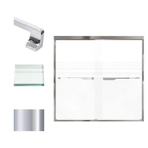 Frederick 59 in. W x 58 in. H Sliding Semi-Frameless Shower Door in Polished Chrome with Frosted Glass