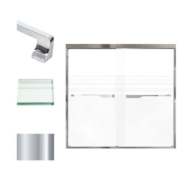 Transolid Frederick 59 in. W x 58 in. H Sliding Semi-Frameless Shower Door in Polished Chrome with Frosted Glass