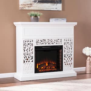 Orgena 45.75 in. Electric Fireplace in White with Mirror