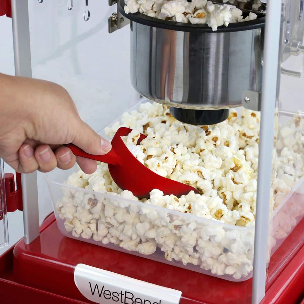 Vintage Red Stainless Steel Popcorn Machine with Cart
