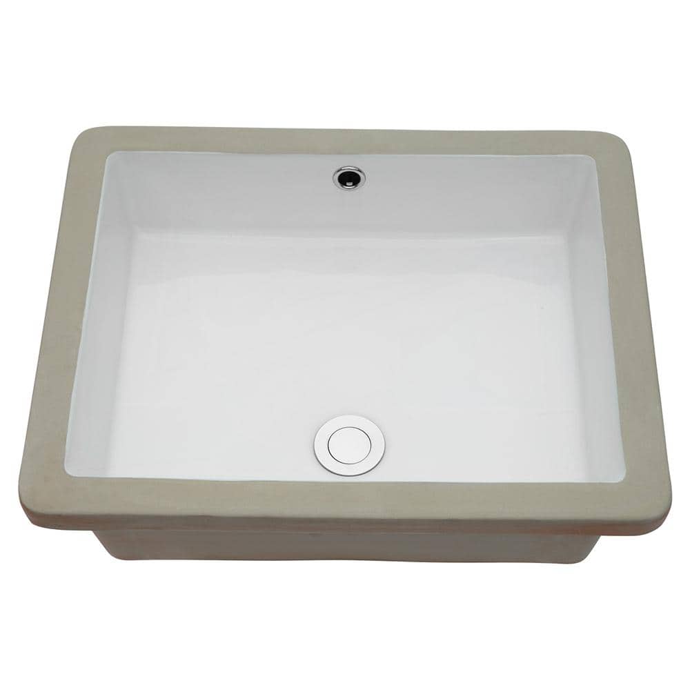 19.75'' White Ceramic Rectangular Undermount Bathroom Sink