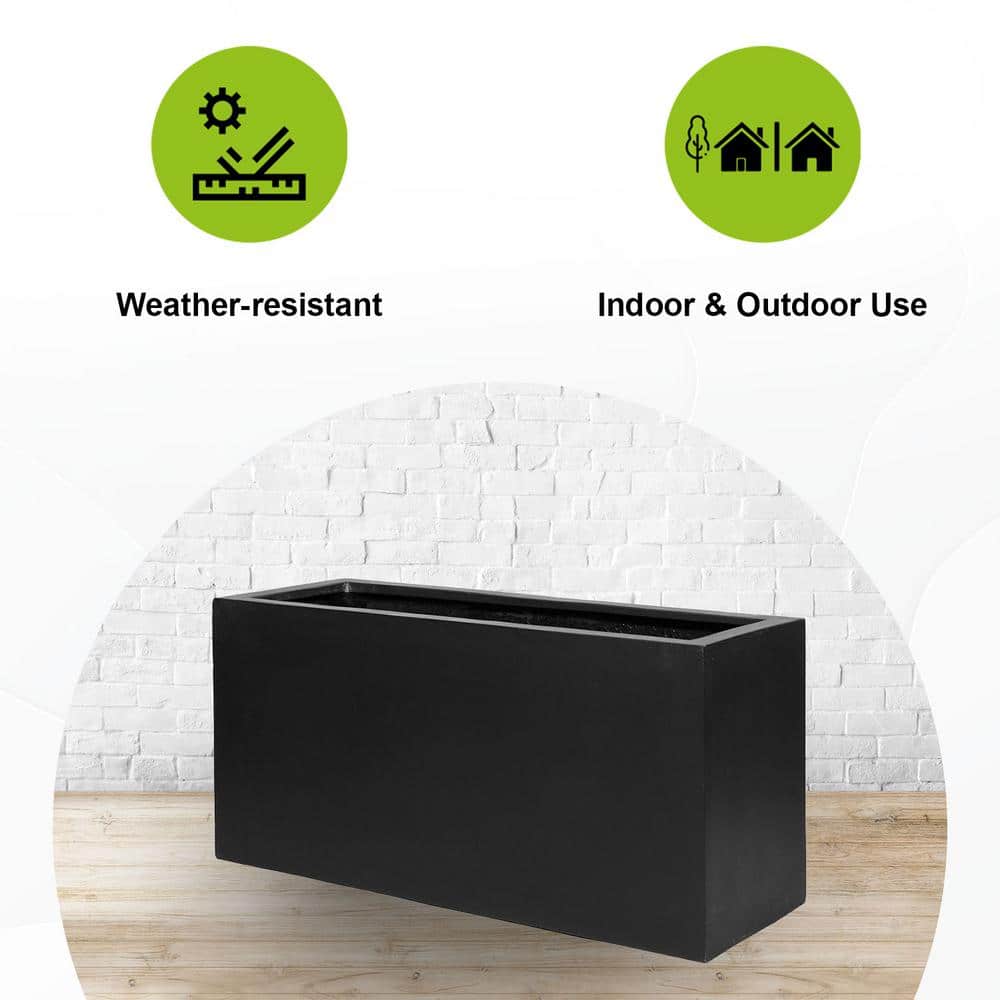 Jort 32" Black Fiberstone Indoor/Outdoor Rectangular Planter